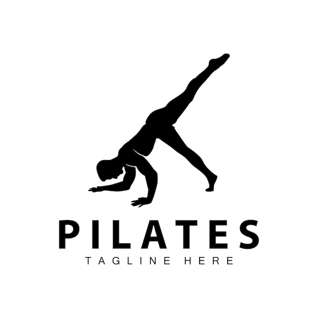 Logotipo de Pilates Vector corpo posa ginástica exercício ioga acalmar-se ilustração modelo