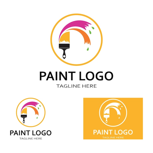 Logotipo de pincel de pintura e imagem vetorial de símbolo