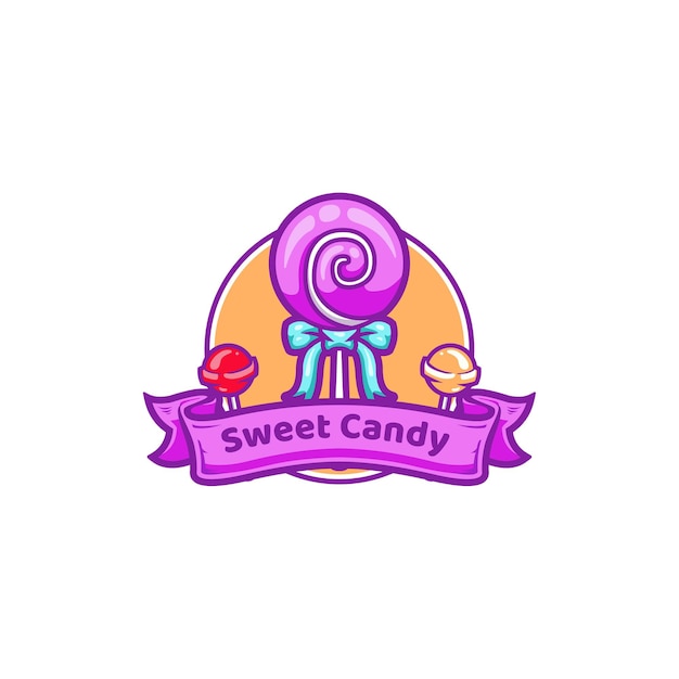 Logotipo de pirulito doce e gelatina rosa