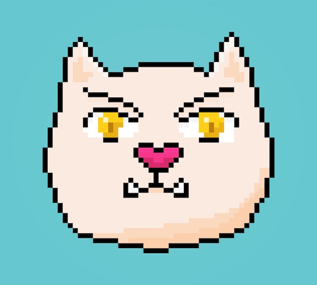 Vetor logotipo de pixel de cara de gato mal-humorado