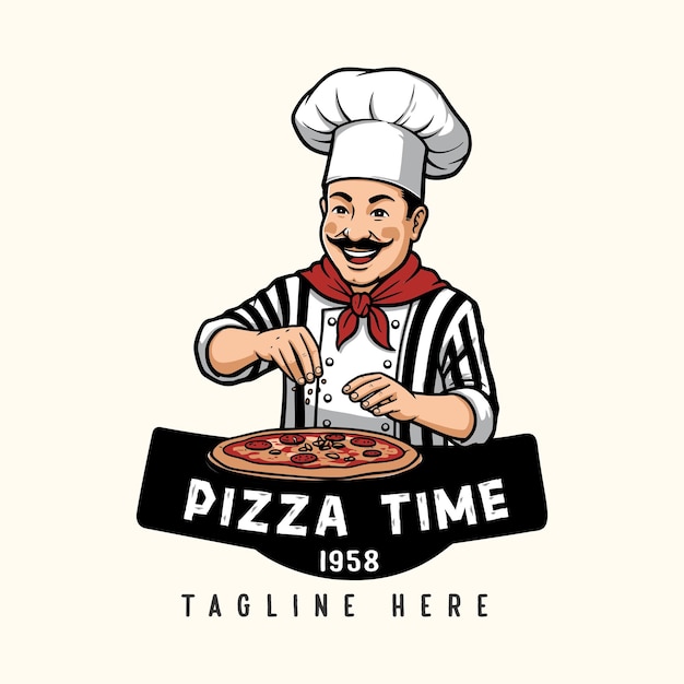 Logotipo de pizza Um design ideal para negócios de pizza de cozinha italiana Modelo de logotipo editável