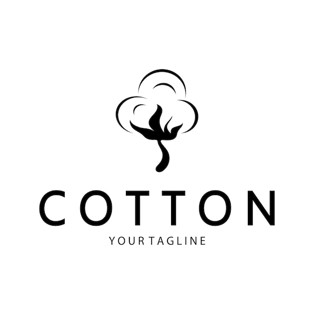Vetor logotipo de planta floral de algodão orgânico macio para plantações de algodões indústrias negócios têxteis roupas e beleza vetor