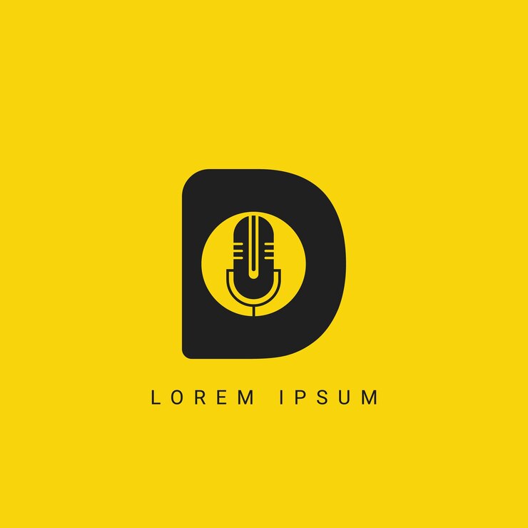 Vetor logotipo de podcast de letra d de música e modelo vector de design de logotipo de dj rock e jack de música