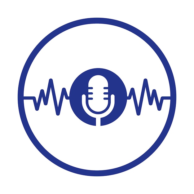 Logotipo de podcast médico com pulso cardíaco podcast heartbeat line logo design template vector