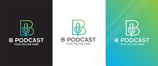 Logotipo de podcast mínimo da letra b com vários esquemas de cores