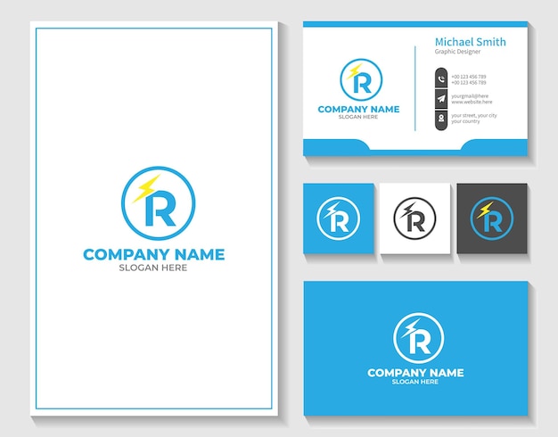 Logotipo de poder de letra de design criativo r com branding