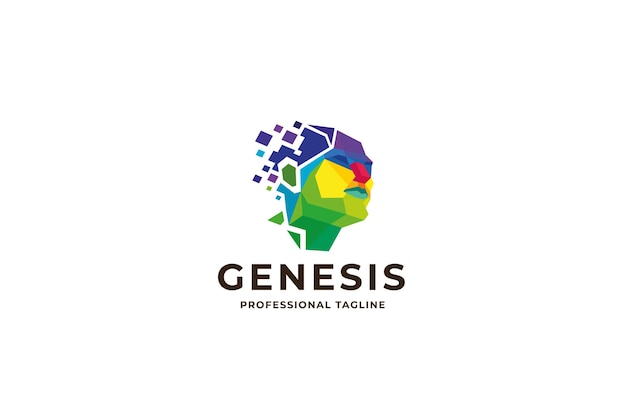 Logotipo de polígonos coloridos humanos do genesis