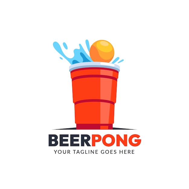 Logotipo de pong de cerveja de design plano