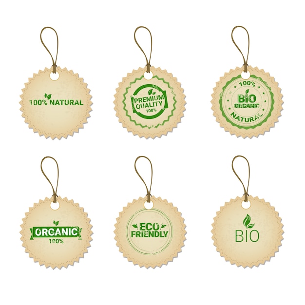 Vetor logotipo de produto natural orgânico ecológico