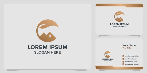 Logotipo de projeto da casa e da folha
