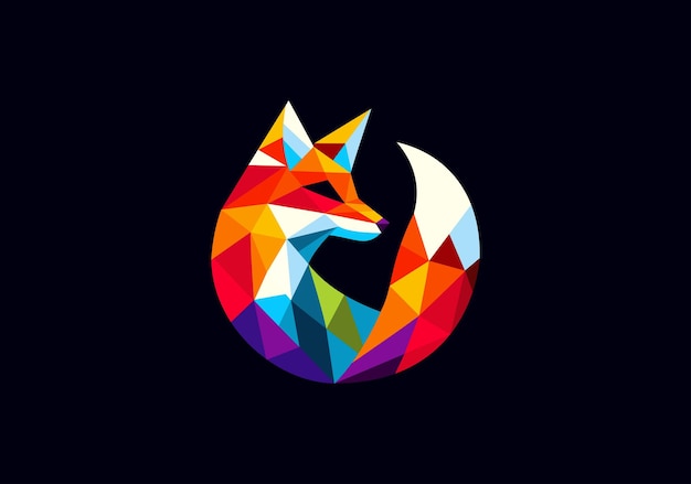 Vetor logotipo de raposa minimalista feito em estilo origami poligonal