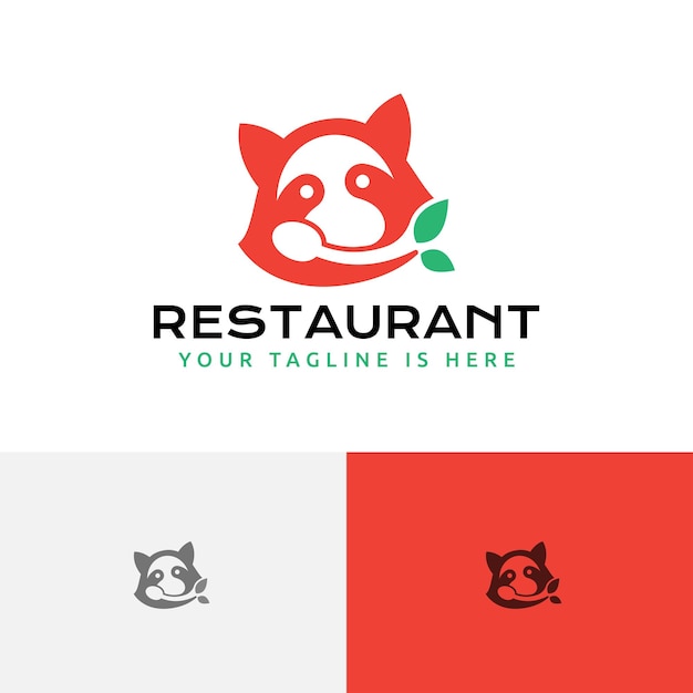 Logotipo de refeição infantil de comida natural do restaurante Raccoon