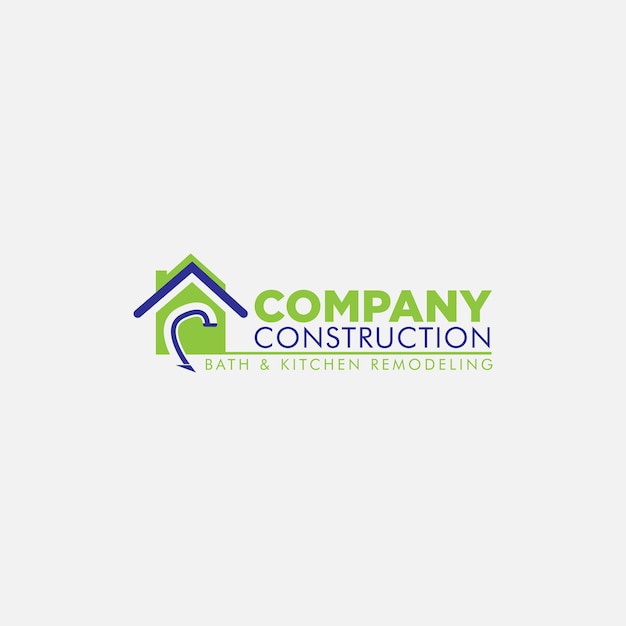 Logotipo de remodelação de banheiro e cozinha de construção de integridade da empresa com chuveiro de teto e pia