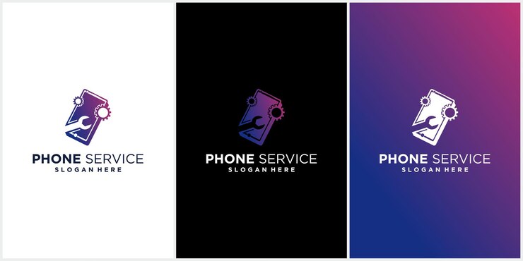Logotipo de reparo de telefone celular tecnologia de reparo de telefone celular logotipo de reparo de telefone celular com cor gradiente