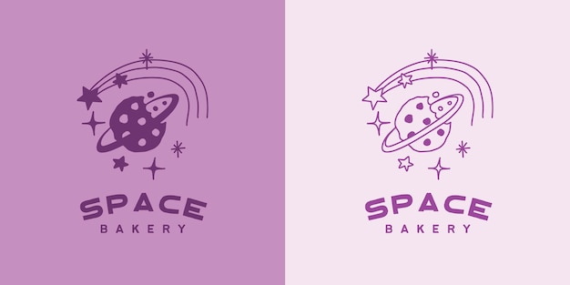 Vetor logotipo de repostería de tema del espacio