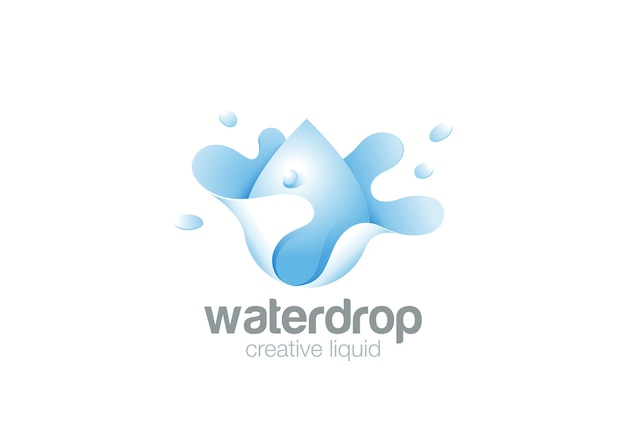Logotipo de respingo de gota de água isolado no branco