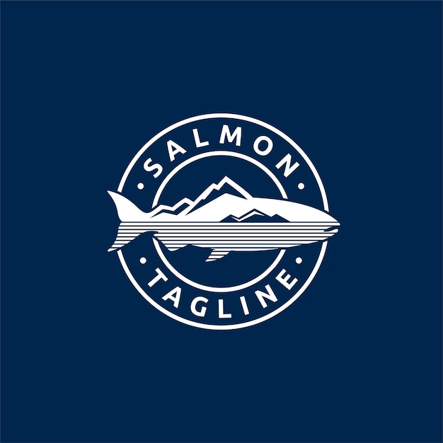 Logotipo de salmão com conceito de emblema