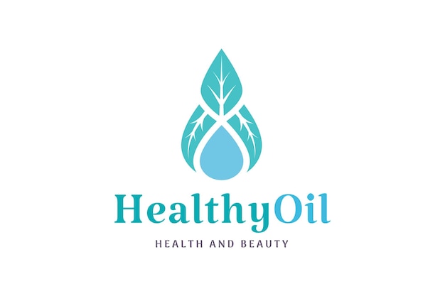 Vetor logotipo de saúde de beleza com forma de folha de gota de óleo