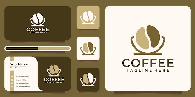 Logotipo de semente de café e design vetorial de logotipo de xícara