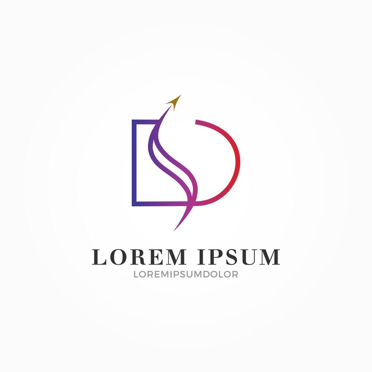Vetor logotipo de seta mesclado com a inicial d