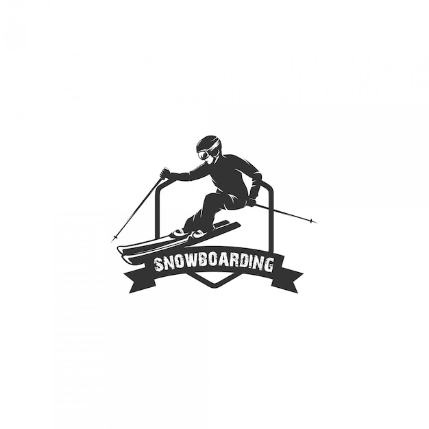 Logotipo de silhueta de snowboard de mulher