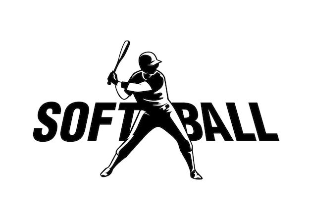 Logotipo de softbol em preto branco estilo