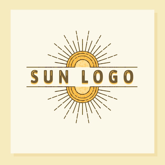 Vetor logotipo de sol de design plano desenhado à mão