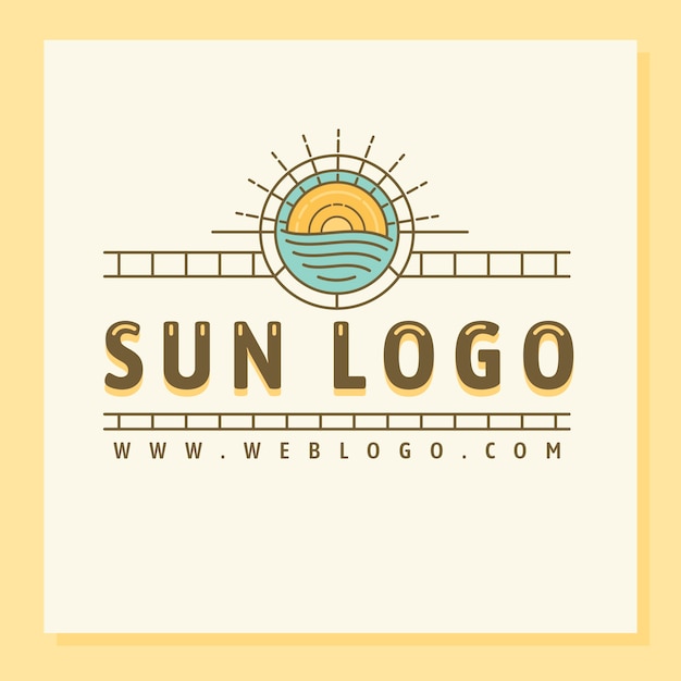 Logotipo de sol de design plano desenhado à mão