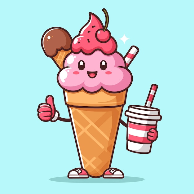 Vetor logotipo de sorvete sobremesa para comida de rua modelo de menu de logotipo