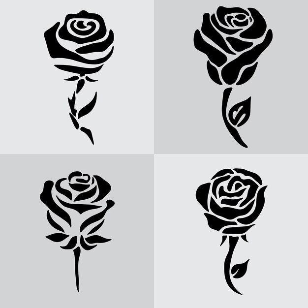 logotipo de tatuagem de flor de rosa negra