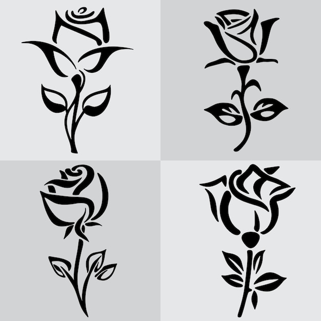 Logotipo de tatuagem de flor de rosa negra