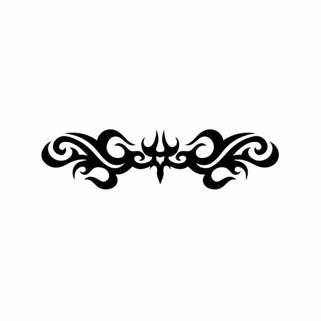 Logotipo de tatuagem tribal preto sobre fundo branco. Design de decalque de estêncil abstrato. Ilustração vetorial plana