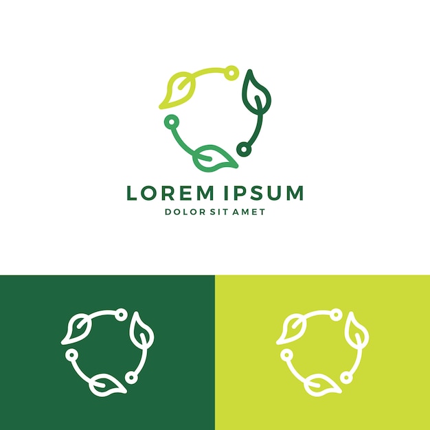 Vetor logotipo de tecnologia de reciclagem de folhas