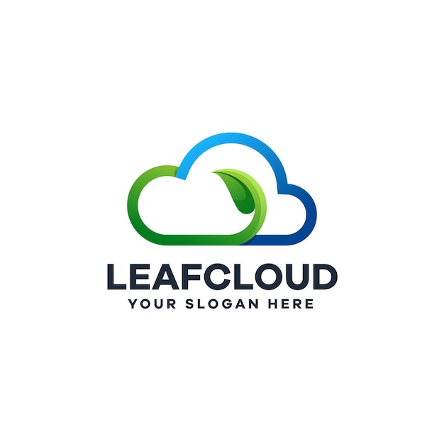 Logotipo de tecnologia natural leaf cloud