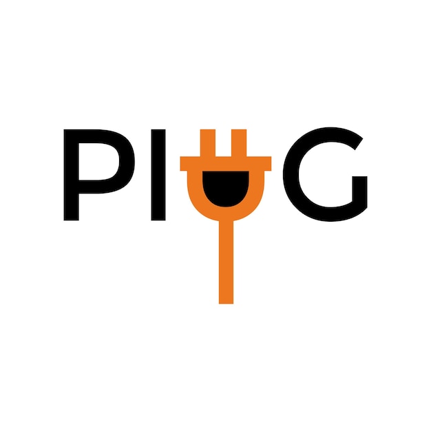Logotipo de texto de plugue simples moderno Modelo de design de logotipo de vetor de texto de plugue simples
