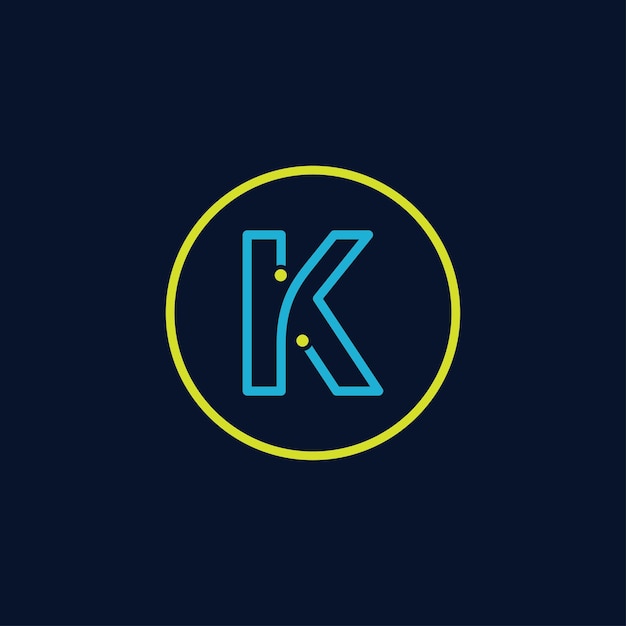Logotipo de ti do círculo letra k logotipo digital do software de tecnologia