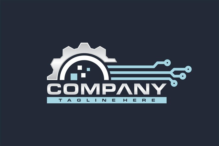 Vetor logotipo de tipografia de tecnologia de círculo de engrenagens