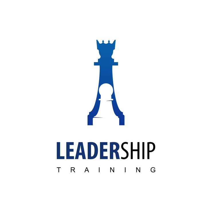 Vetor logotipo de treinamento de liderança com símbolo de xadrez