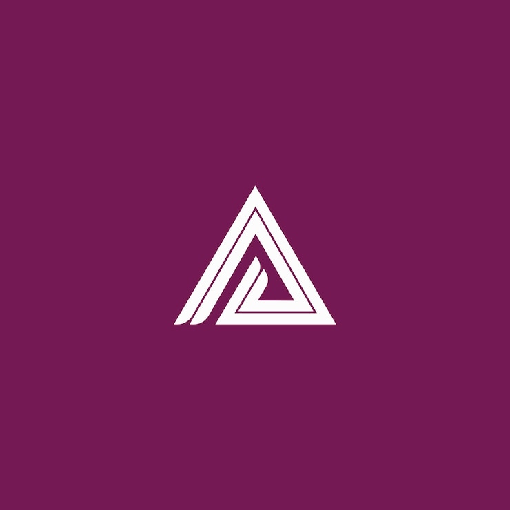 Vetor logotipo de triângulo geométrico moderno com design em camadas
