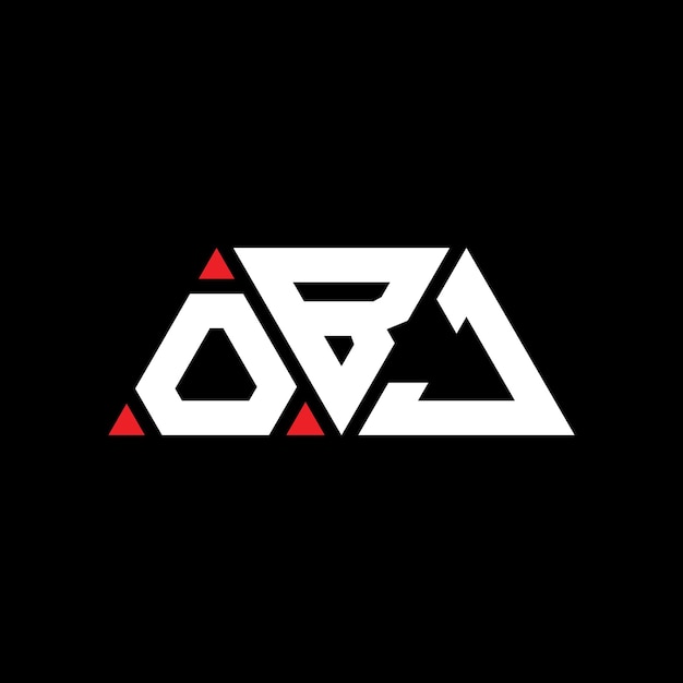 Logotipo de triângulo OBJ com forma triangular OBJ design de logotipo triangular Monograma OBJ modelo de logotipo de vetor triangular com cor vermelha OBJ logotipo Triangular Simples Elegante e Luxuoso Logotipo OBJ