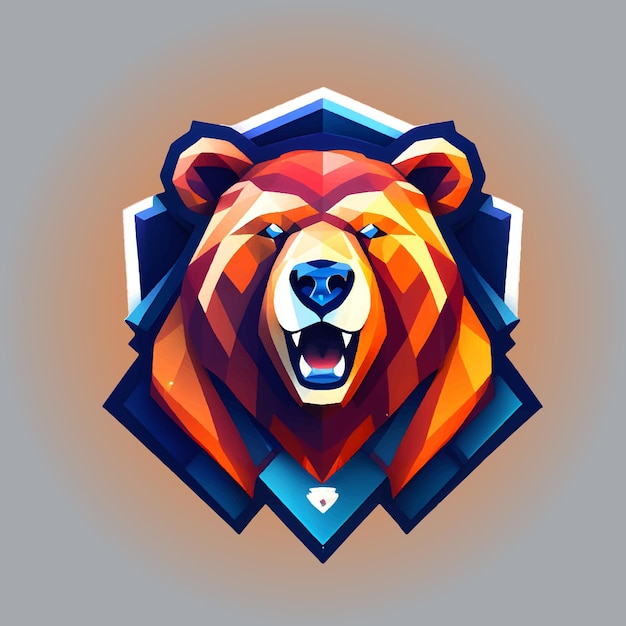 Logotipo de urso bom hiper detalhado.