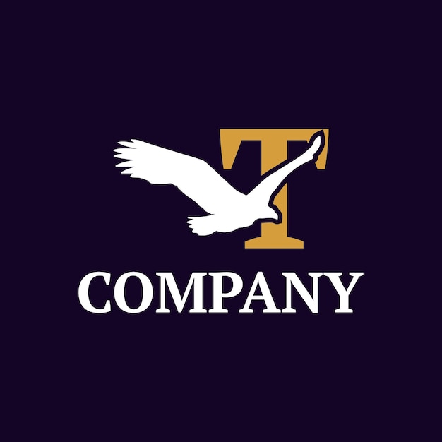 logotipo de vetor de águia e letra t