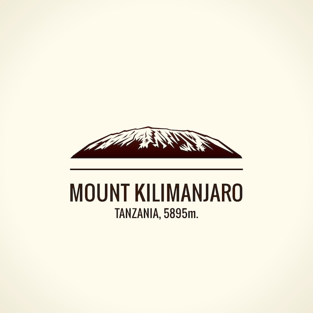 Logotipo de vetor de turista de montanha emblema monte aventuras as montanhas mais altas do mundo kilimanjaro