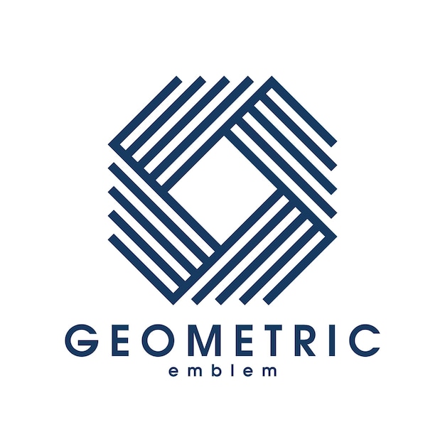 Logotipo de vetor geométrico abstrato isolado em branco, símbolo de estilo moderno de design gráfico linear, emblema de forma geométrica de arte de linha ou ícone.