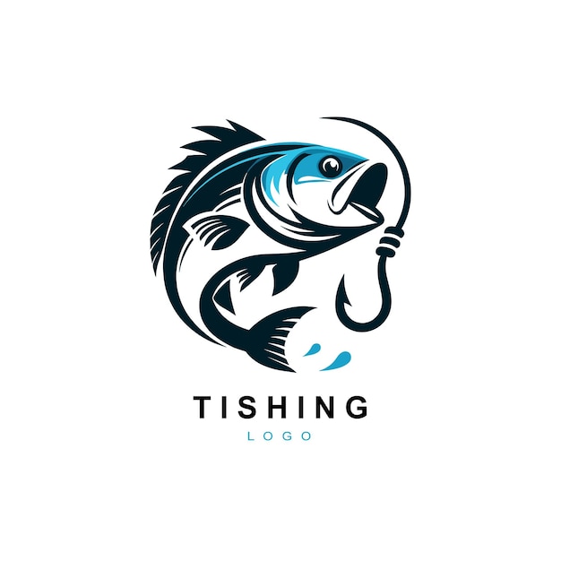 Vetor logotipo de vetor livre um peixe com um anzol na boca