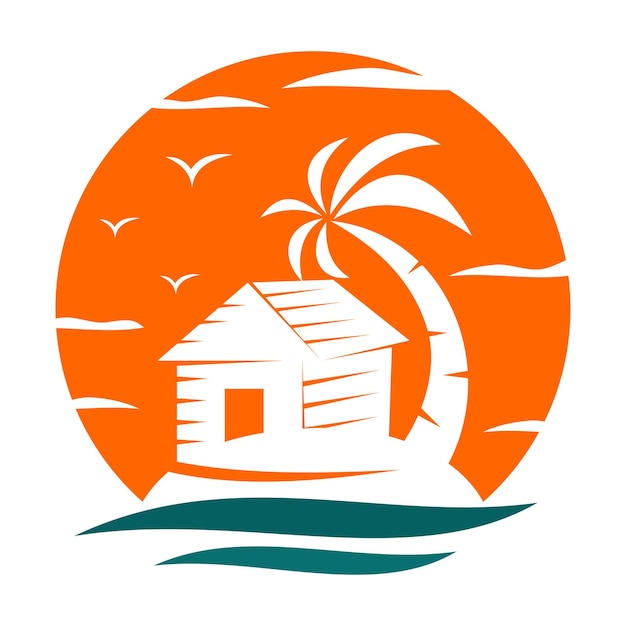 Vetor logotipo de viagem de férias de villa ícone ilustração identidade da marca