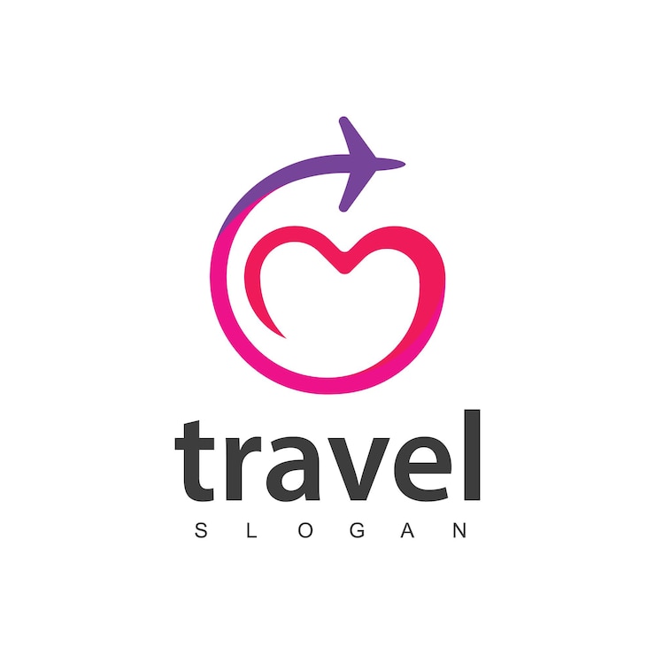 Vetor logotipo de viagens de amor design de logotipo de férias