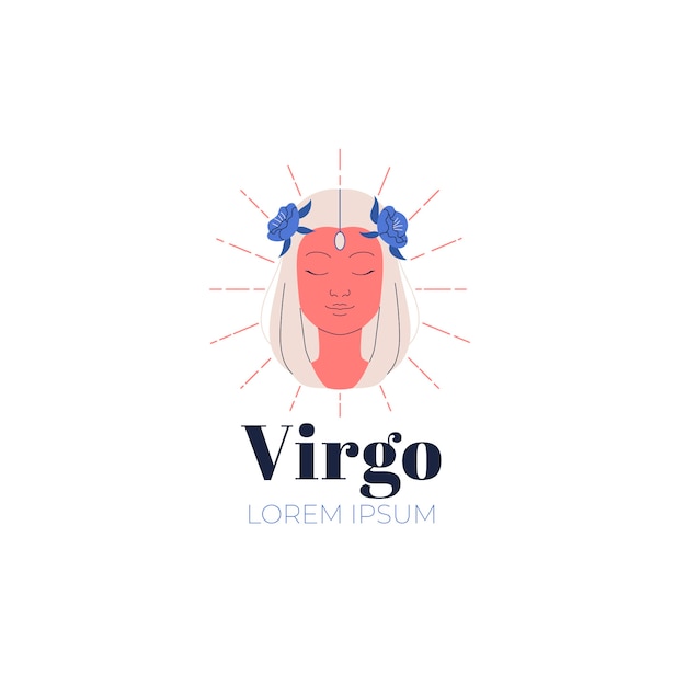 Logotipo de virgem de design plano desenhado à mão