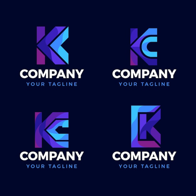 Vetor logotipo desenhado à mão kc ou ck