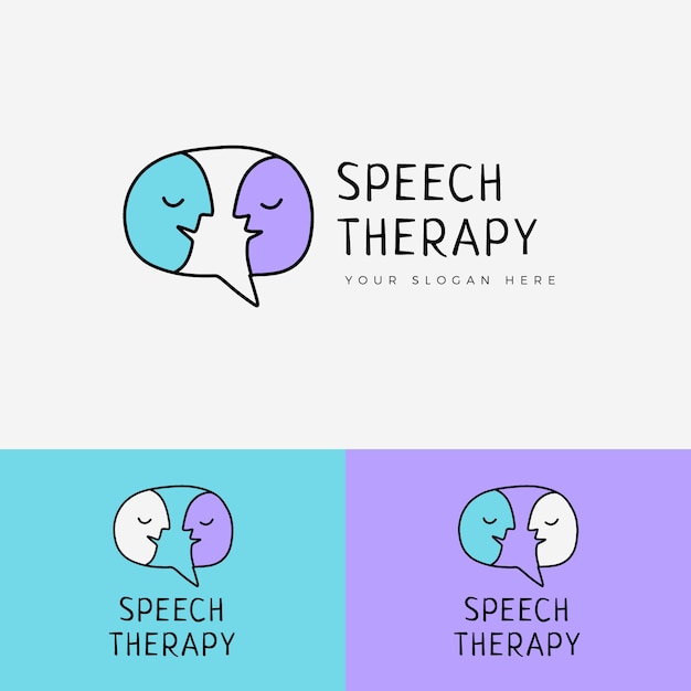 Vetor logotipo desenhado à mão para terapia da fala